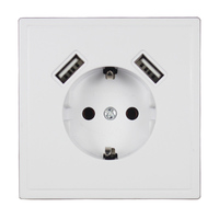2023 New Design USB Wall Socket Extension Outlet Adapter For phone charge  16A 250V dual usb 5V 2A J91