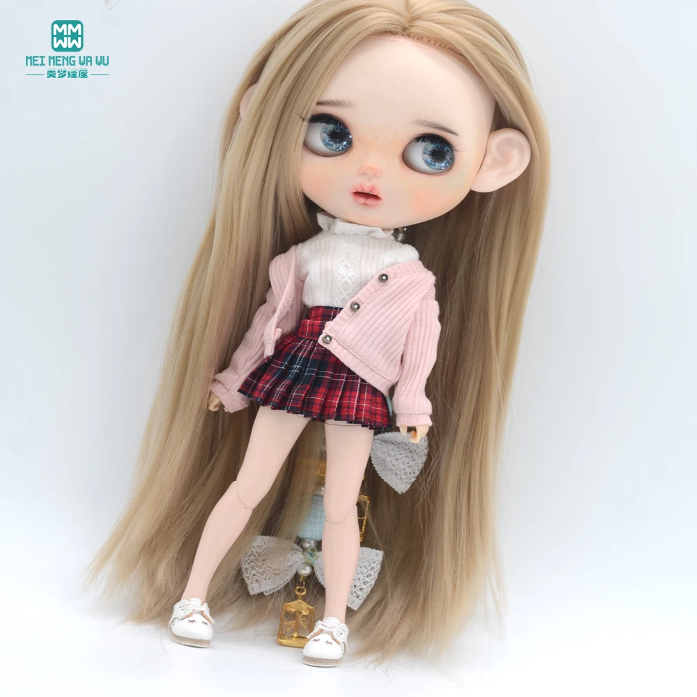 Quần Áo Búp Bê Thời Trang Cardigan Ngắn Váy Áo Sơ Mi Giày Phù Hợp Với Blyth Azone OB22 OB24 Phụ Kiện Búp Bê