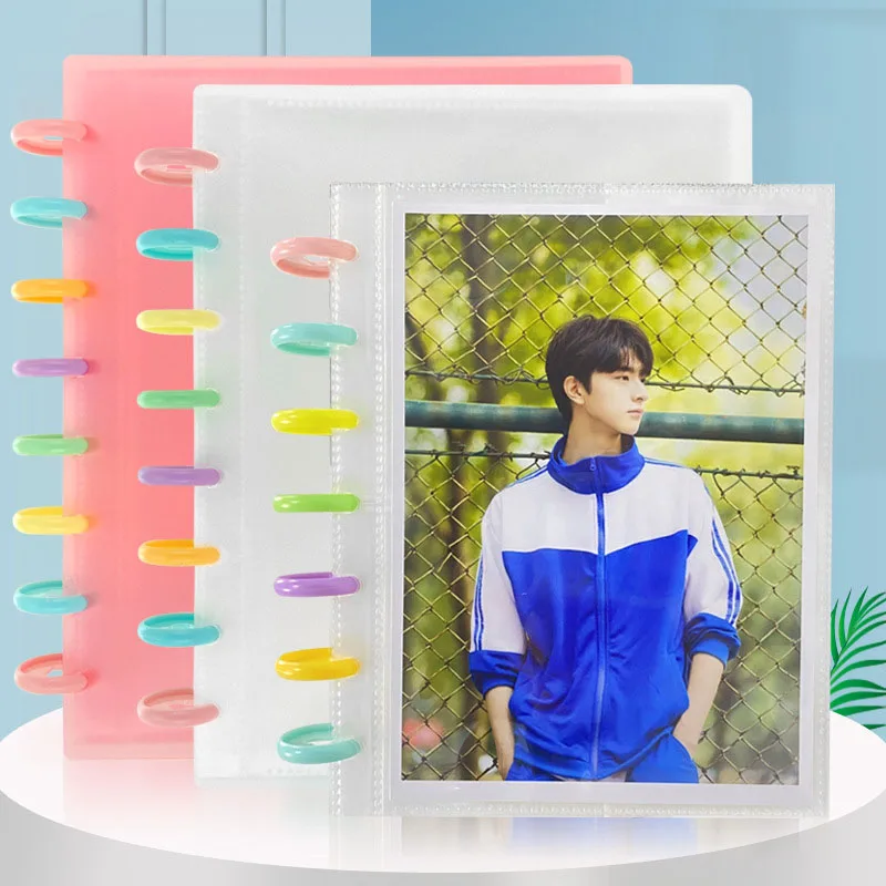 

Transparent Photo Album Interstitial Discbound Storage bags 3 5 6 7 8 Inch Photo Postcard Collection Mushroom Hole Album Book