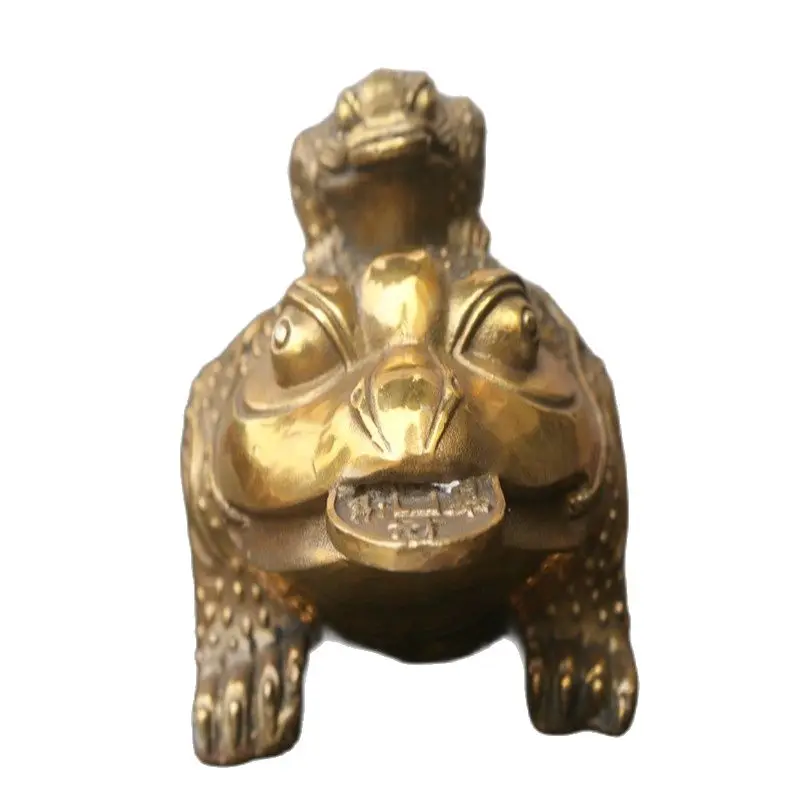 

China Old Bronze Statue Toad Worship Copper Statue Ware Of Fengshui