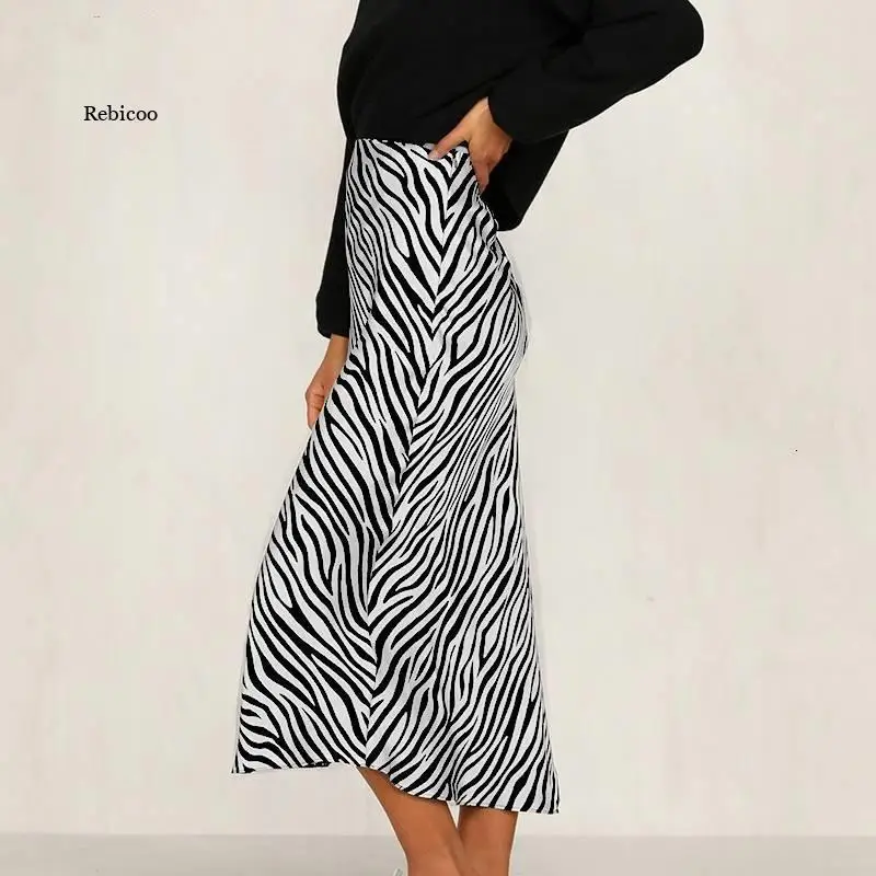 

Women Sexy Zebra Print Skirt Women's High Waist Split Skirt Mid-Length Casual Skirt Bodycon All-Match Femininas Streetwear