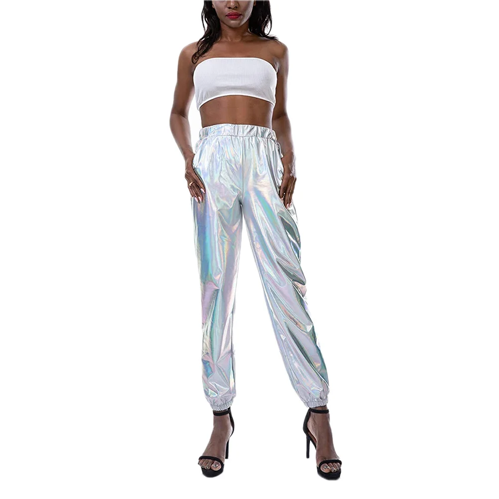 

2020 Women´s Reflective Pants Night Visibility Jogger Windbreaker Pant Casual Hip Hop Dance Summer Autumn Fluorescent Trousers