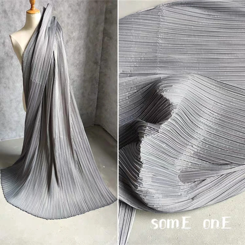 

Stiff Pleated Fabric Retro Gray Striped Folds DIY Art Painting Wedding Decor Patchwork Pant Skirts Dress Clothes Designer Fabric