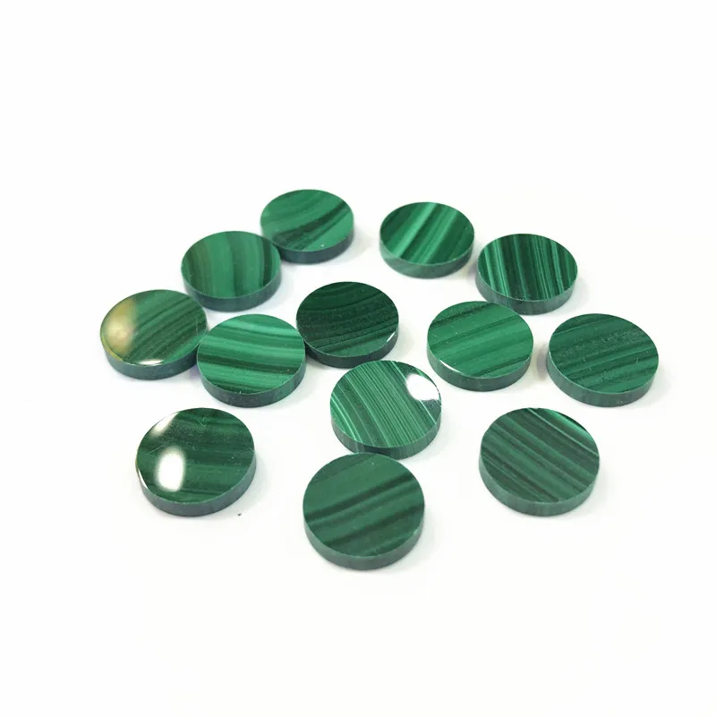 Original10mm Flat Round Cabochon Natural Malachite Onyx Gemstone Beads Circle Disc Jewelry Making Semi Precious Gemstone Beads