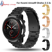 22MM Stainless Steel Straps For Xiaomi Huami Amazfit Stratos 3 2/2S Smart Watch Band Replace Bracelets For Amazfit Pace GTR 47MM