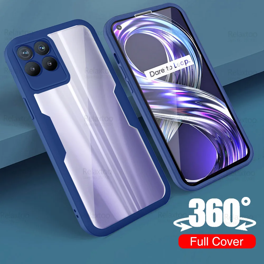 360° Front Film Acrylic Back Case For Oppo Realme 8i Realme8i Realme8 i On Realmi 8 Pro 8Pro Camera Protection Clear Cover Coque