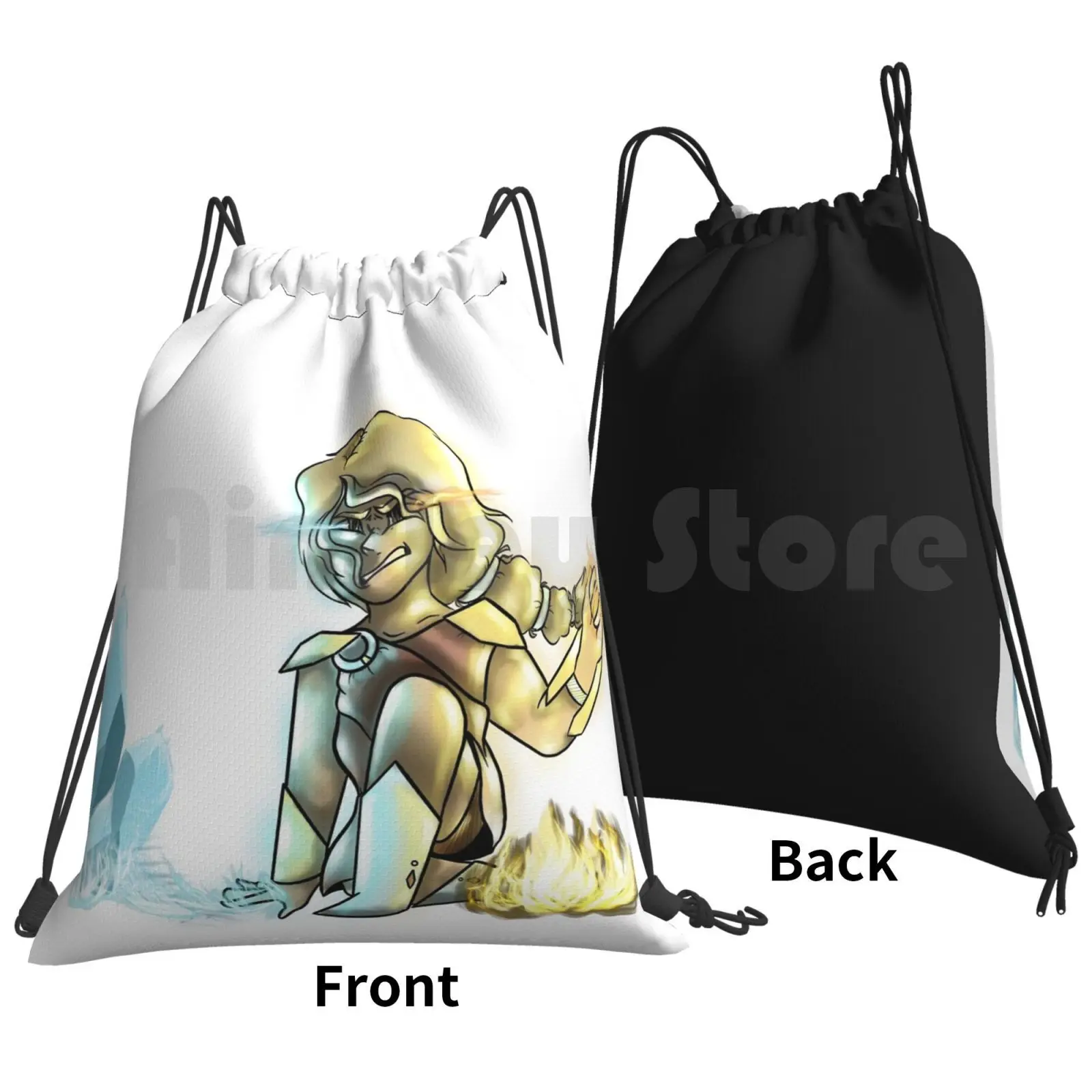 Henderson Backpack Drawstring Bag Riding Climbing Gym Bag Cutie Powers Superhero Fire Ice