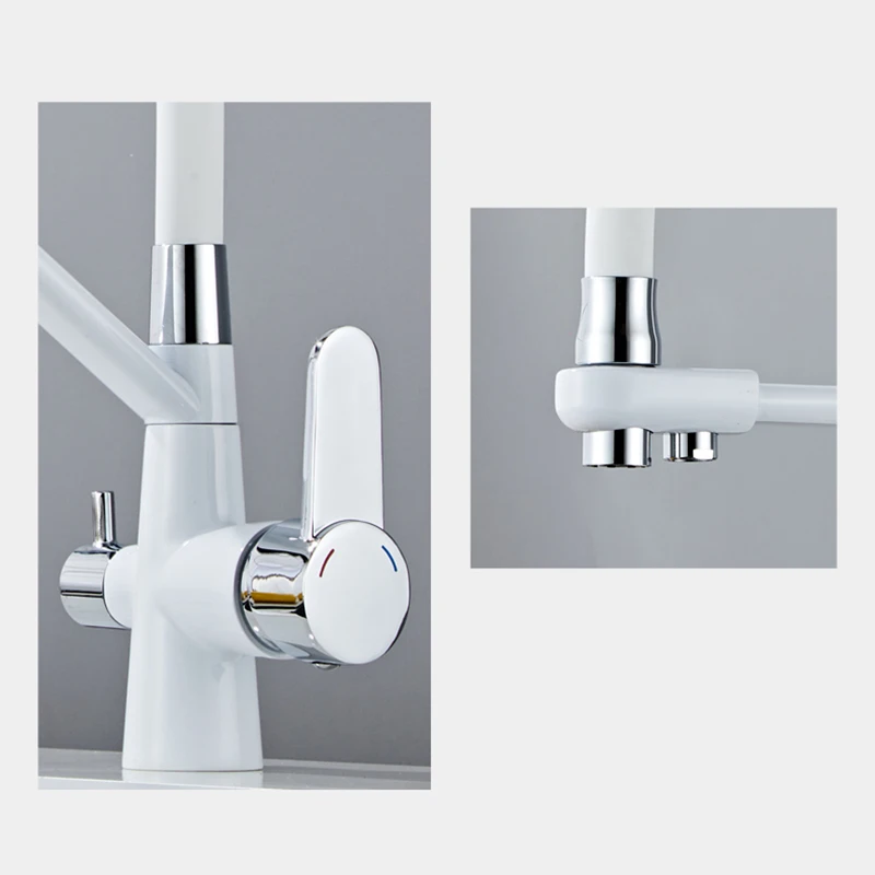 Kitchen Faucet With Pull Down Sprayer Dual Spout Filter Mixer Purification Feature Taps For Smart Home Brass Drinking FACIIO