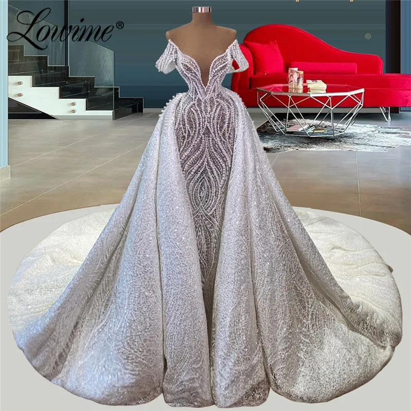 Robes Dubai Long Evening Dresses With Detachable Skirt Short Sleeves Party Kaftan Abaya Saudi Arabia Prom Dresses Party Gowns