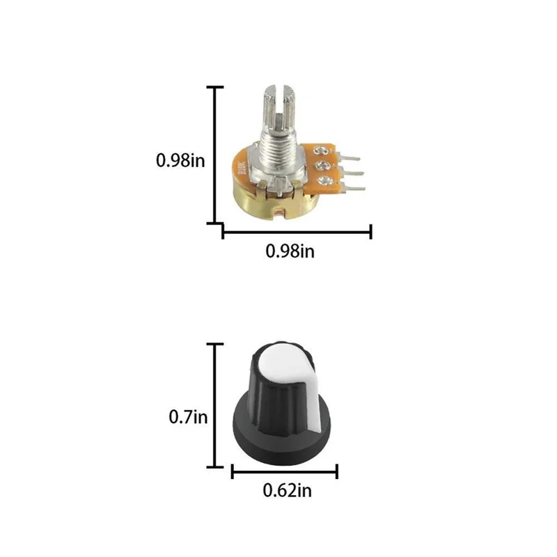 Potentiomètre rotatif à cône avec bouton noir (WH148), Kit Audio, résistances variables, potentiomètre à un tour, B10K 10K, 20 pièces/lot