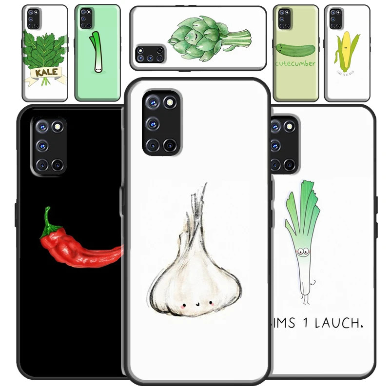 Cute Corn Vegetables Veggies Case For OPPO A72 A52 A15 A91 A83 A3S A5S A5 A9 A53 A31 2020 F5 F7 Find X2 X3 Pro Cover