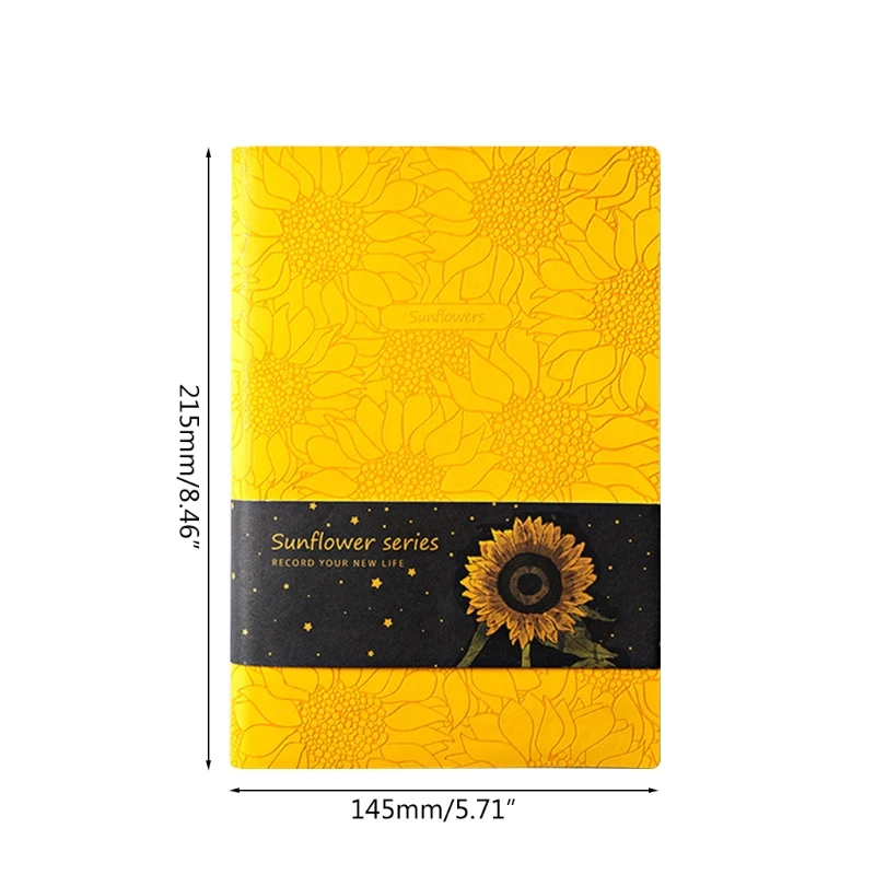 PU Leather Sunflower Notebook A5 Schedule Book Diary Weekly Planner Notepad Gift C90C