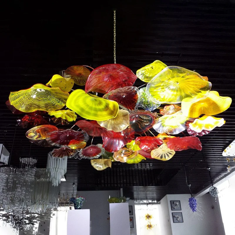 Murano Glass Flower Chandelier Italian Home Hotel Art Decor Plates Design Lighting