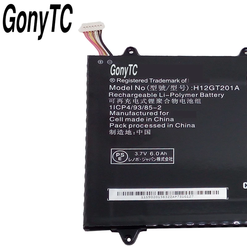 Imagem -04 - Bateria para Tablet H12gt201a para Lenovo Lepad Ideapad A2109 A2109a 10gt201a 3.7v 23 v 6300mah