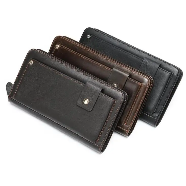 Men Purse Leather Men Phone Cluth Wallet Cards Money Long Wallets Hand Purses Genuine Leather 2020 New Fashion Designer