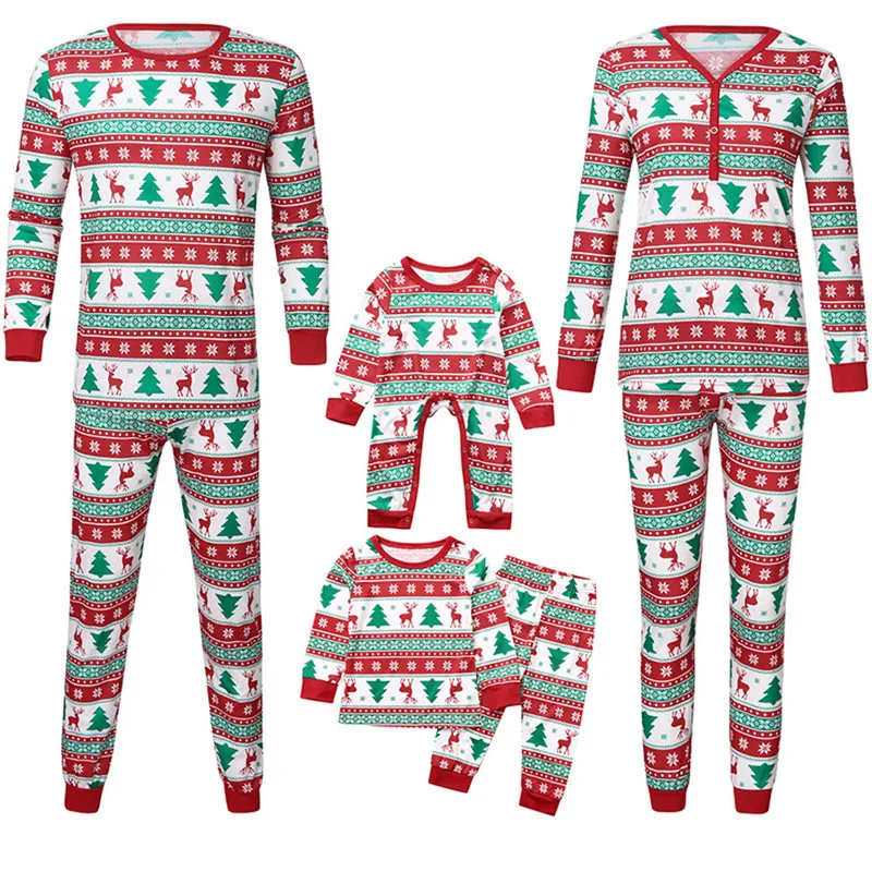 Christmas Family Pajamas Set Xmas Clothes Parent-Child Suit Home Sleepwear Nightwear Kids Dad Mom Matching Family Outfits 2020