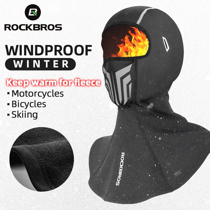 ROCKBROS Cycling Cap Men Women Motorcycle Balaclava Outdoor Sports Windproof Warm Fleece Full Face Ski Mask For Autumn Winter