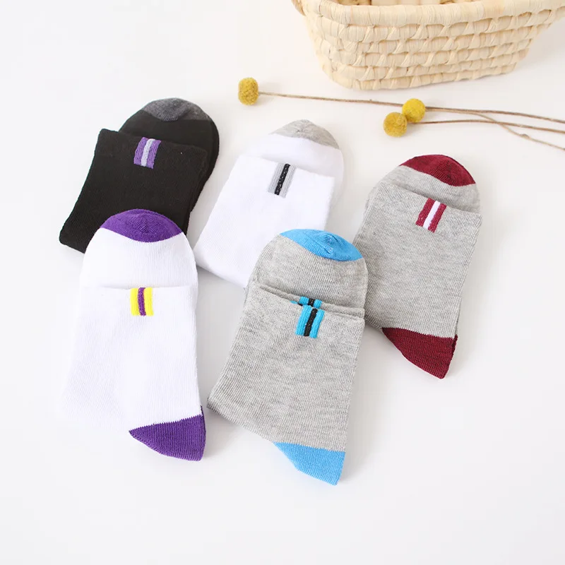 5 Paar Herren-Freizeitsocken, weiche, atmungsaktive Baumwolle, Söckchen, Sport, kurz, für Herren und Jungen, bequem, langlebig, lange Röhren-Qualitätssocken