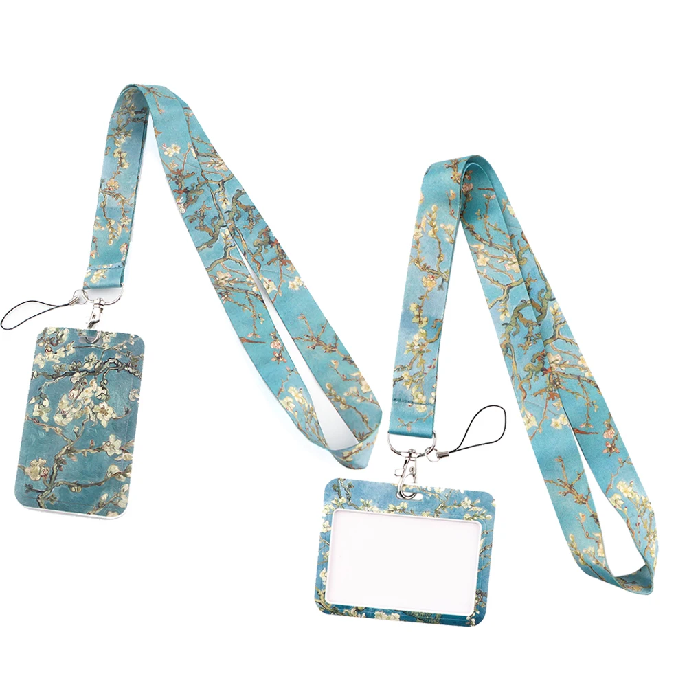 

ER772 Van Gogh Almond Blossom Lanyard Card ID Holder Car KeyChain ID Card Pass Gym Mobile Phone Badge Key Ring Holder Jewelry