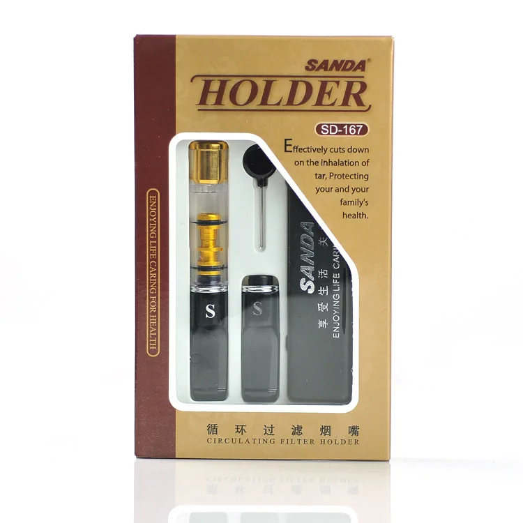 

New 1set cigarette filter metal cigarette holder mouthpiece Filtration Cleaning holder with cigarette Case SD-167