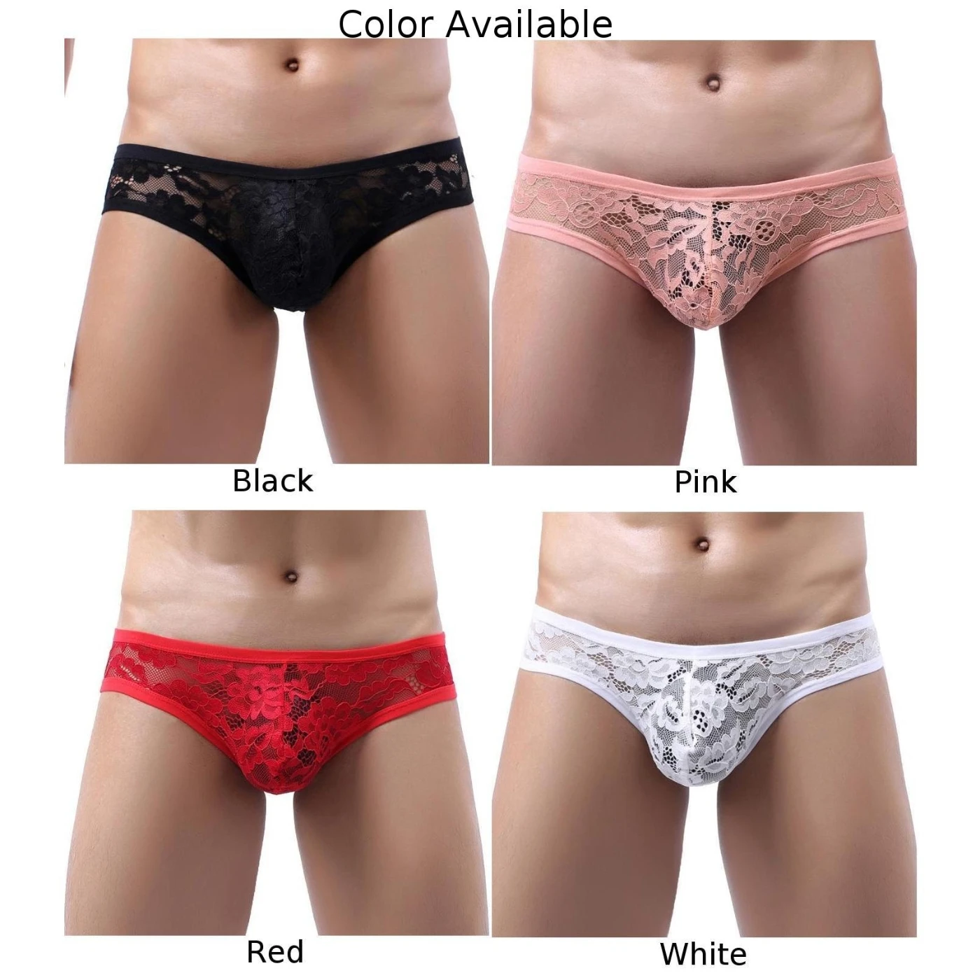 Mens Sexy See-Through Penis Big Pouch Panties Briefs Bulge Sexy Underwear Low Waist Briefs Gay Lace Underpants Erotic Lingerie