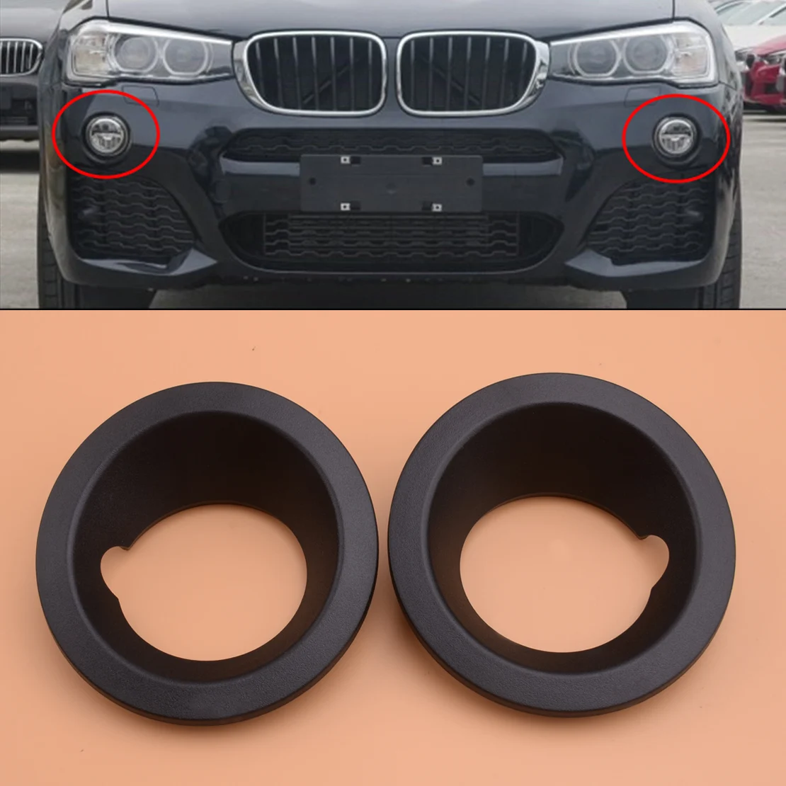 

51113400912 51113400911 2pcs Left & Right Side Front Bumper Fog Light Lamp Ring Cover Frame Fit For BMW X3 E83 2004 2005 2006