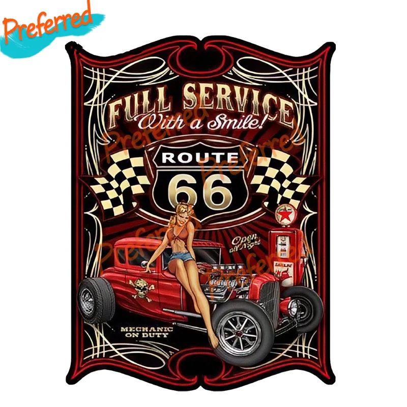 Hot Girl Texaco полный сервис с улыбкой Route 66 Hot Rod Pinup Girl Decal Мотокросс гоночный автомобильный стикер