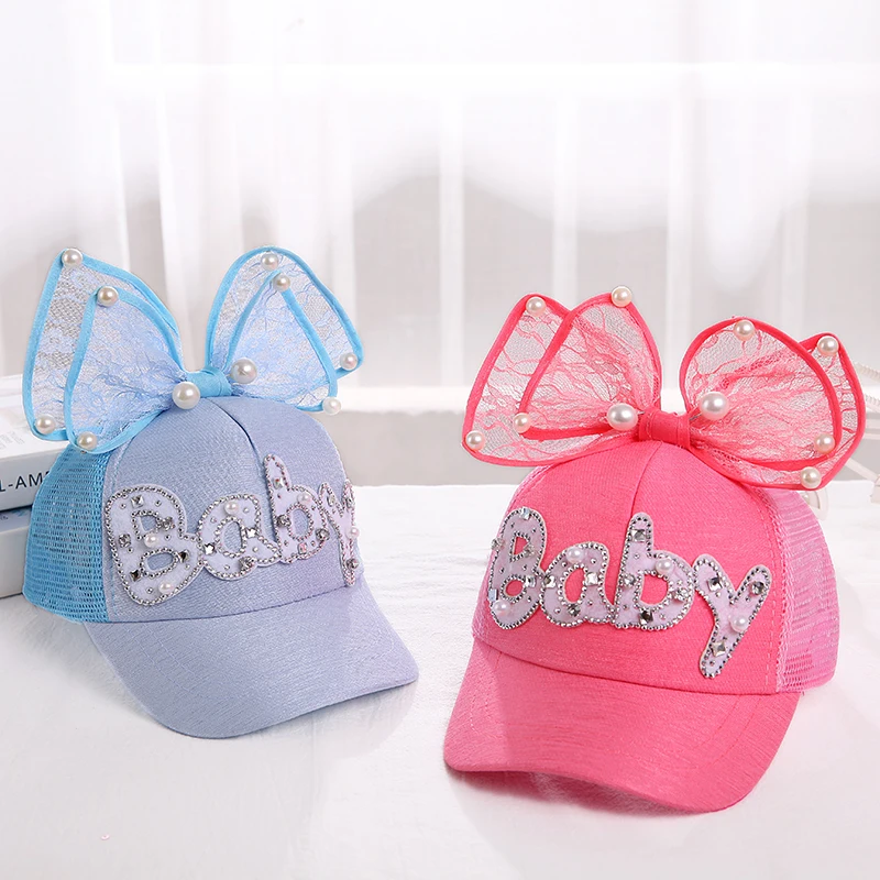 Girl baby Lovable cute baseball caps kids child girl princess rabbit ear rhinestone snapback hats for dance Party birthday gift