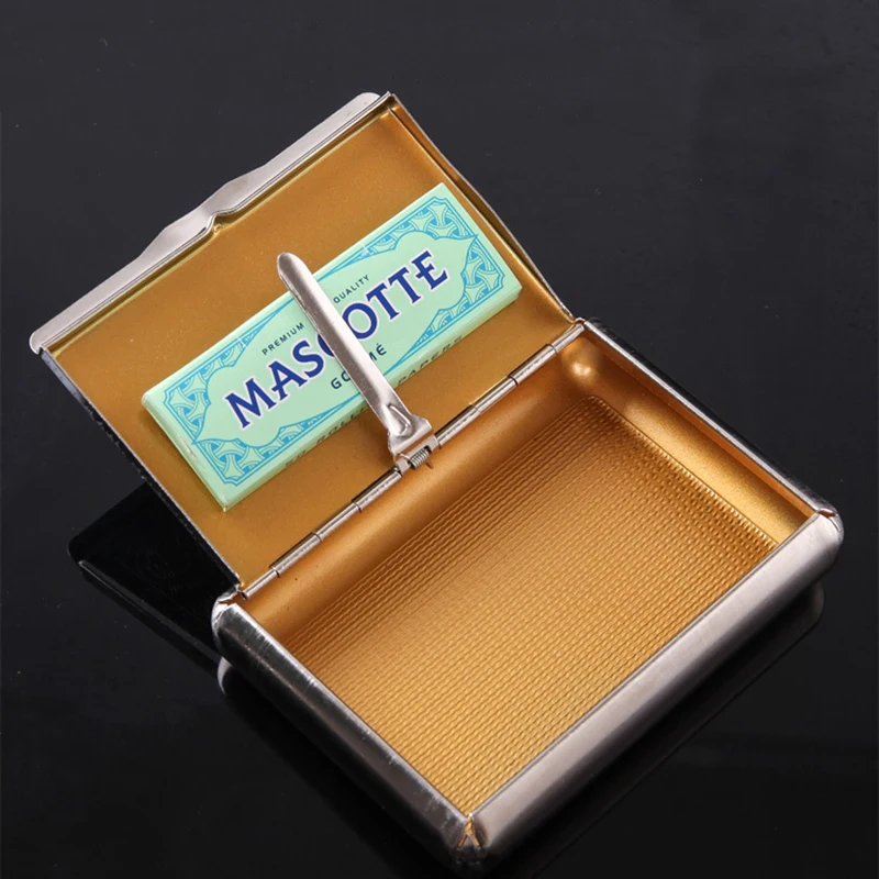 1Pcs Pupular Creative Vintage Metal Smoking Cigarette Case Fashion Men Cigar Tobacco Holder Pocket Box Gifts