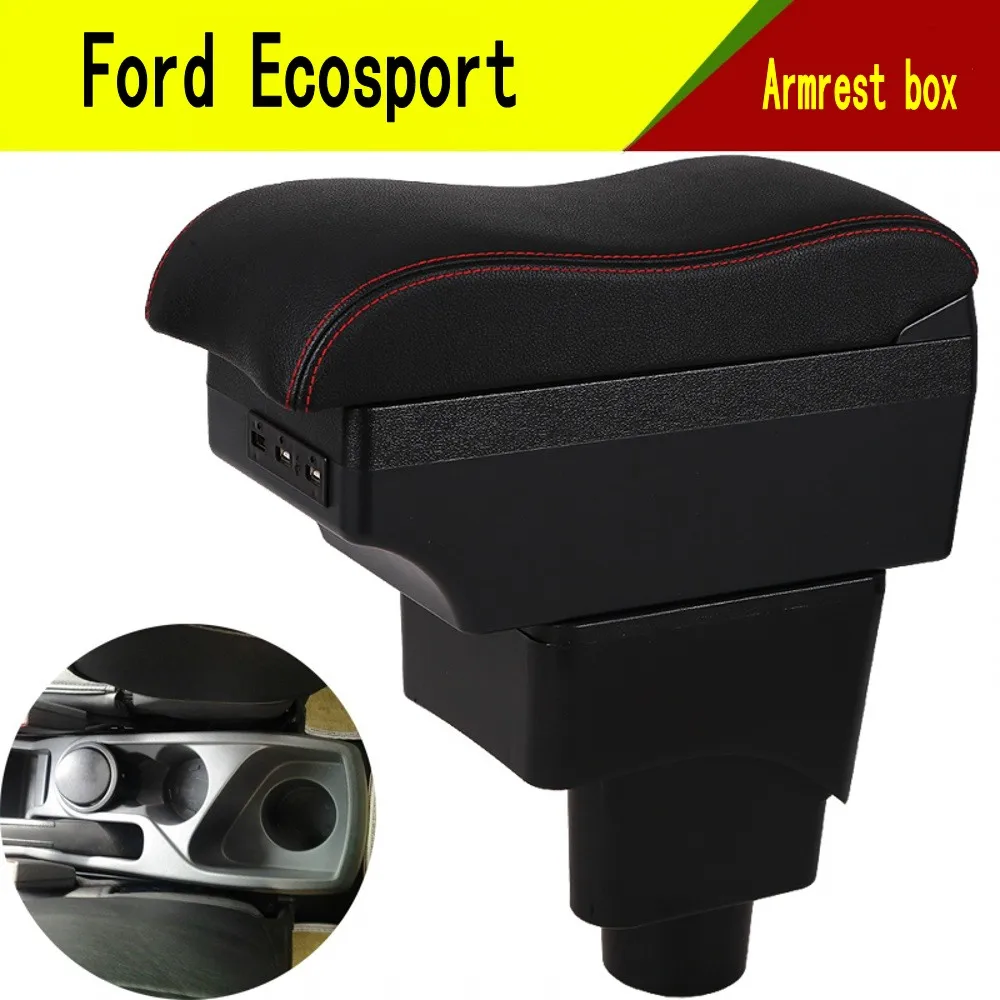 For Ford Ecosport Center console armrest box storage box armrests elbow rest with usb cup holder