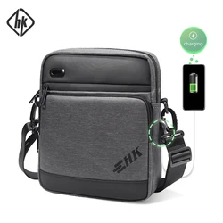 HK Crossbody Bag Men Fit 11 Inch Ipad And 7 Inch Phone High Quality Waterproof Shoulder Bag For Businessl Pack With USB Charging