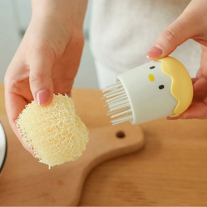 Cute Egg Kitchen Cleaning Brush Silicone Dishwashing Brush Fruit Vegetable Cleaning Brushes Pot Pan Sponge Scouring Pads