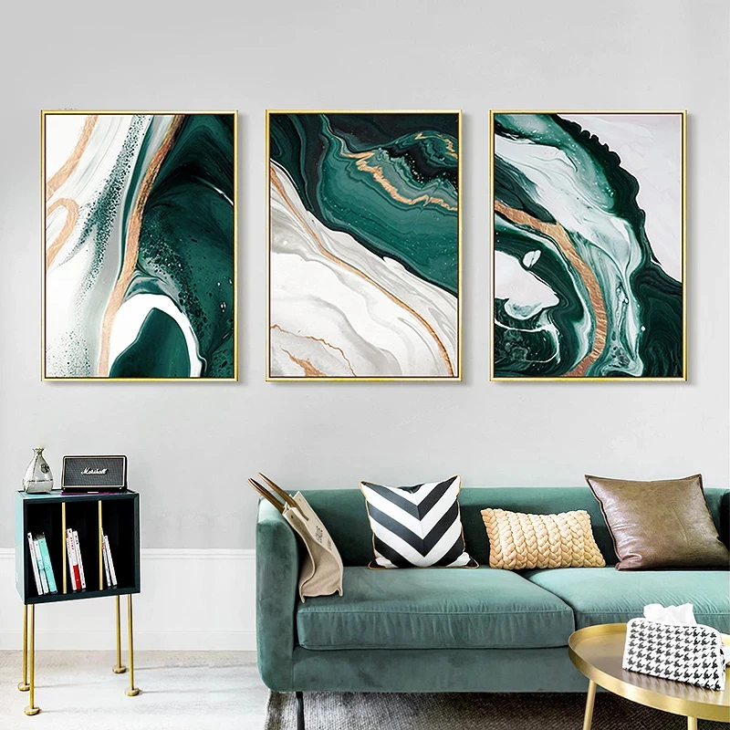 Modern Abstract Gold foil lines Green Canvas Art Paintings Acrylic Paints Coloring By Numbers Handpainted Gift Home Decor Gift