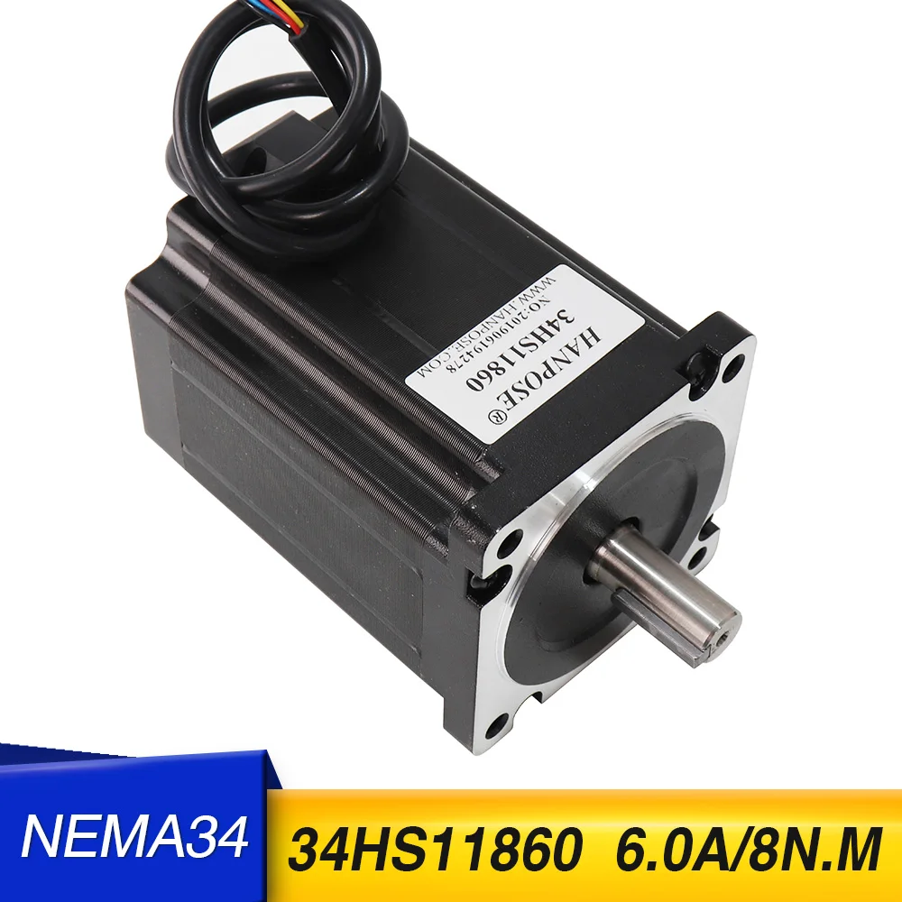 

86 stepper motor 86X118mm 2 phase high torque 8.0N.m 6.0A D14mm Nema34 stepping motor for CNC worm wheel edging machine