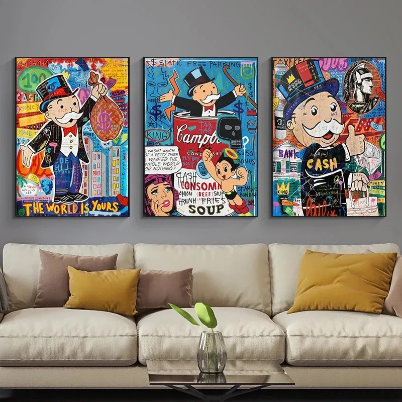 

Graffiti Art Alec Monopoly THE WORLD IS YOURS Paintings on The Wall Art Canvas Posters and Prints Wall Art Picture Home Decor