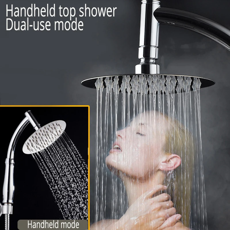 6 Inch Adjustable 2 Mode ABS Bathroom Shower Head Large Rainfall Shower Head High Pressure Hand Held Shower Head