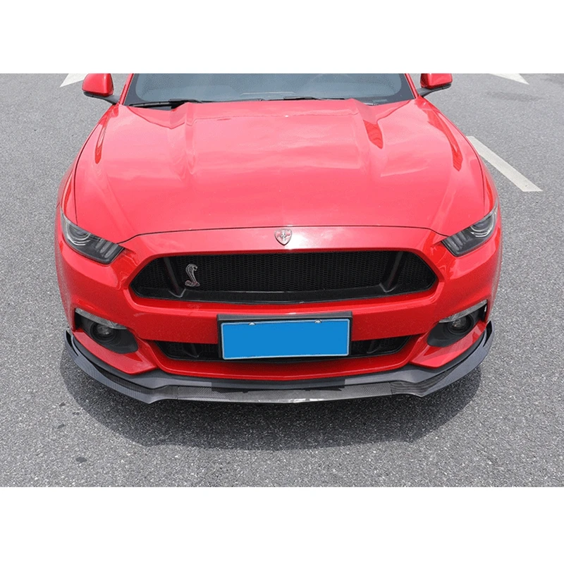 New 3 Pcs Car Front Bumper Lip Chin Spoiler Splitters Diffuser Body Kits For Ford For Mustang 2015 2016 2017 Black ABS