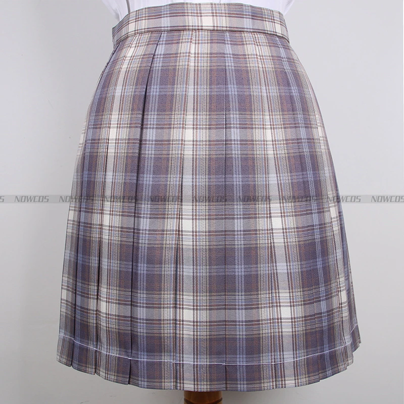 [Black Currant] Long/Short sleeve Summer High Waist Plaid Pleated Skirts Women Dress JK School Uniform Students Girls Clothes