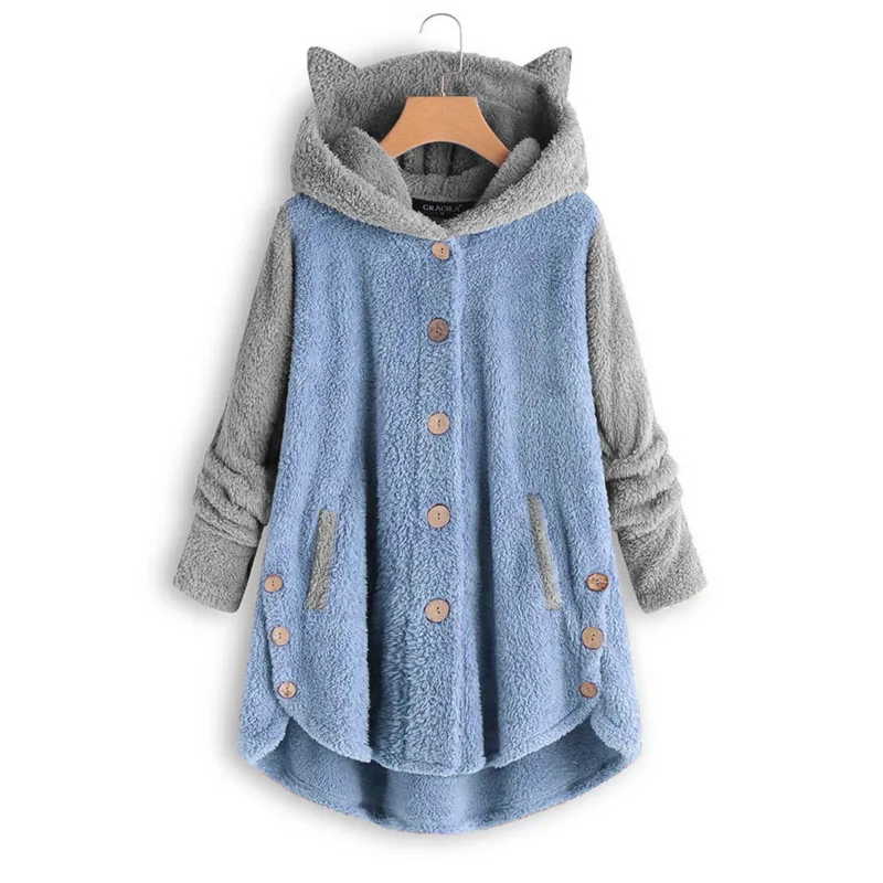 Sweats à capuche chat doux pour femmes, pyjama chaud pour femme, manteau patchwork, mode d\'hiver, PVD, mignon, Harajuku, Y-adt