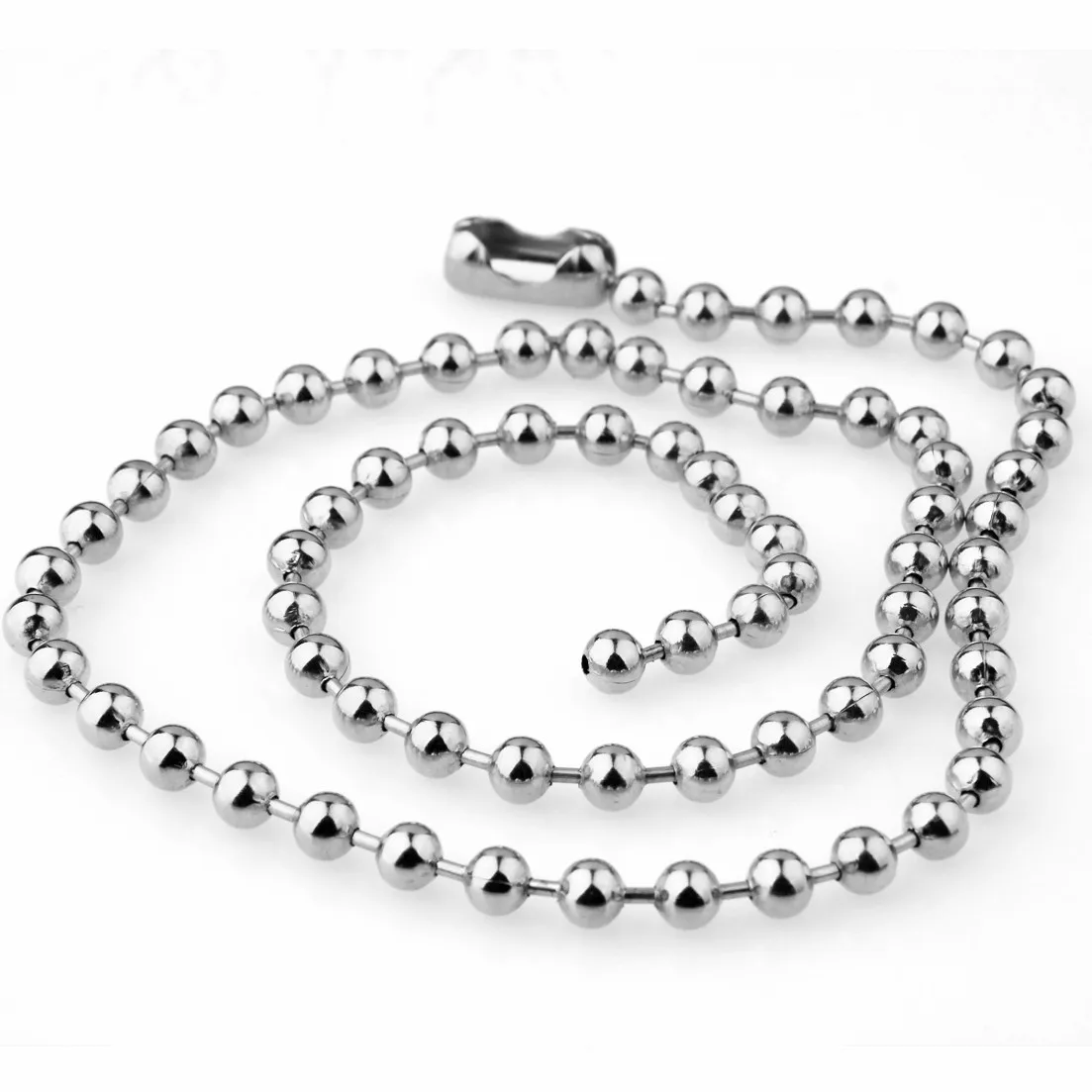 Granny Chic 8/10/12mm Wide Silver Color Stainless Steel Ball Bead Chain Necklace Jewelry Accessories 7-40inch for Men Women