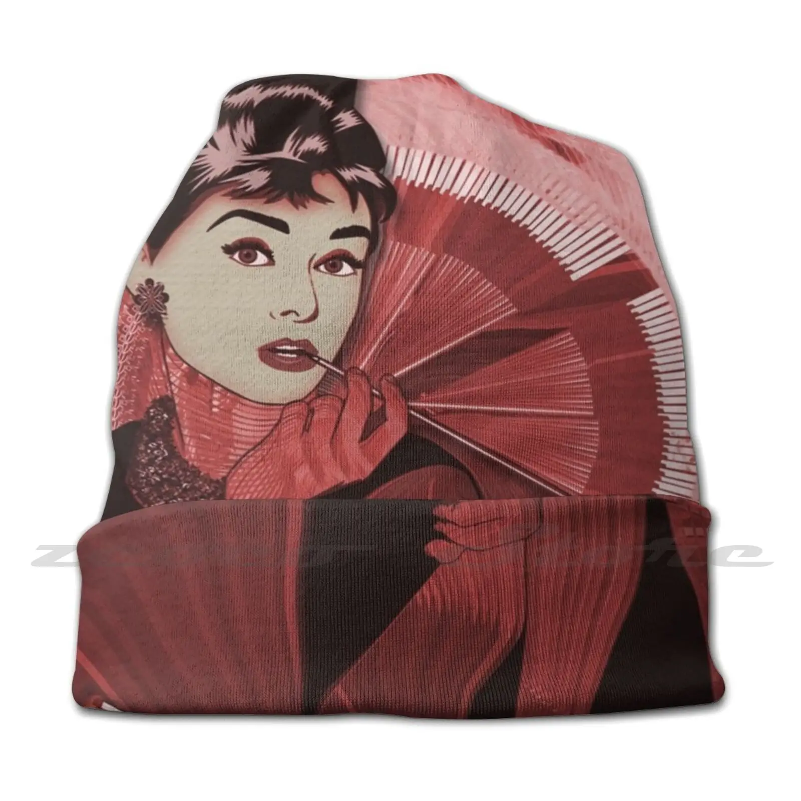 Audrey Hepburn Mean Reds Knit Hat Elastic Soft Personalized Pattern Present Cap Audrey Hepburn Audrey Hepburn Pop Art Mean Reds