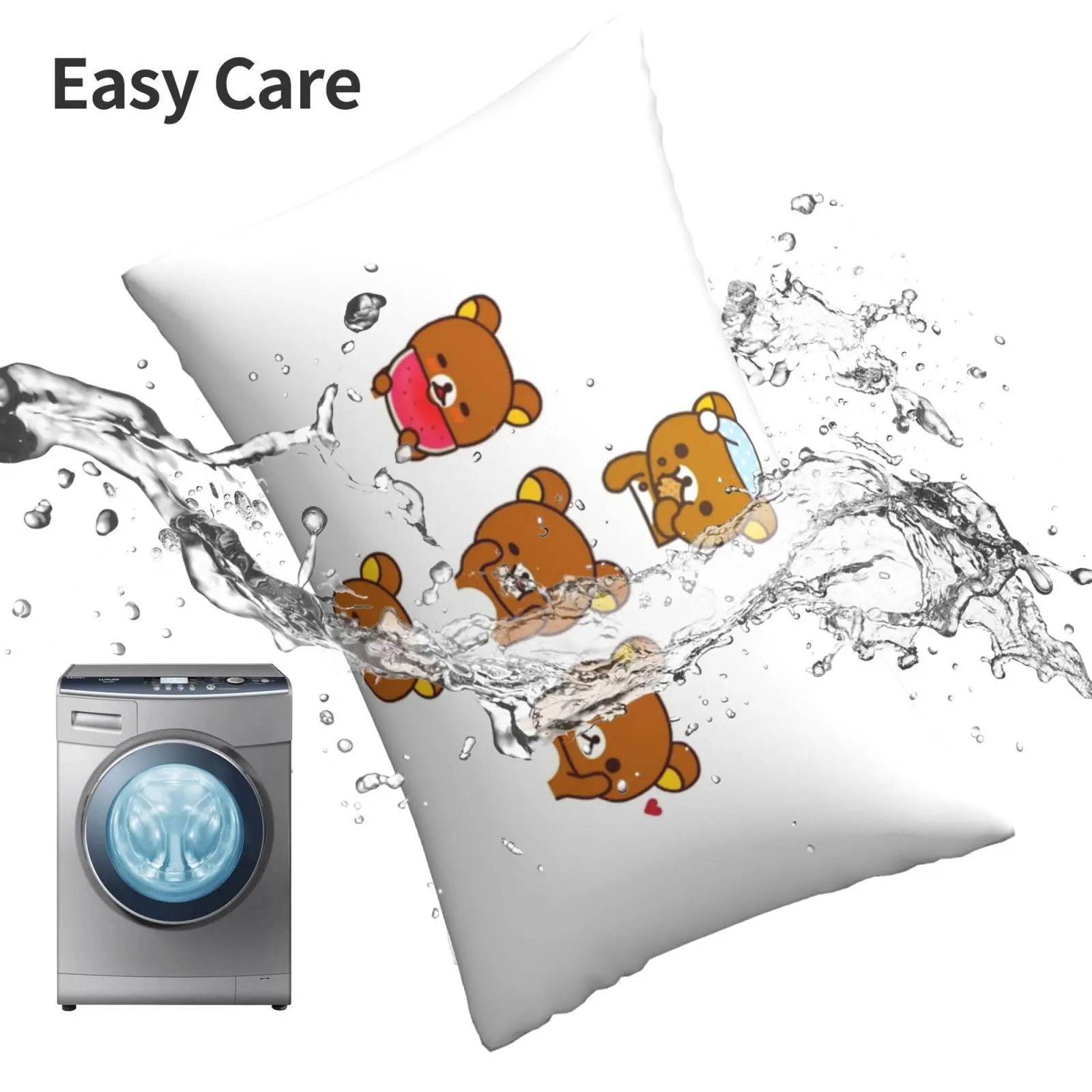 Rilakkuma-funda de almohada para niños y niñas, 20x30, 50x75, sofá, dormitorio, acabado él, juego de videojuegos, tendencia de lucha, divertido ventilador