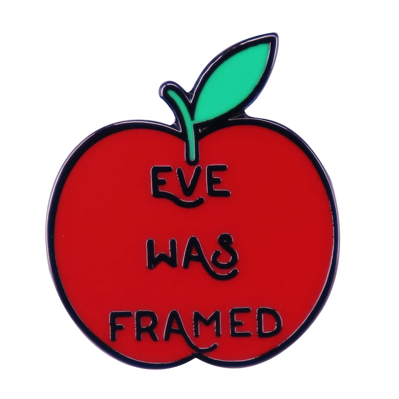 Eve Was Framed Apple Badge 70s Inspired Classic Feminist Pins Atheist Gift