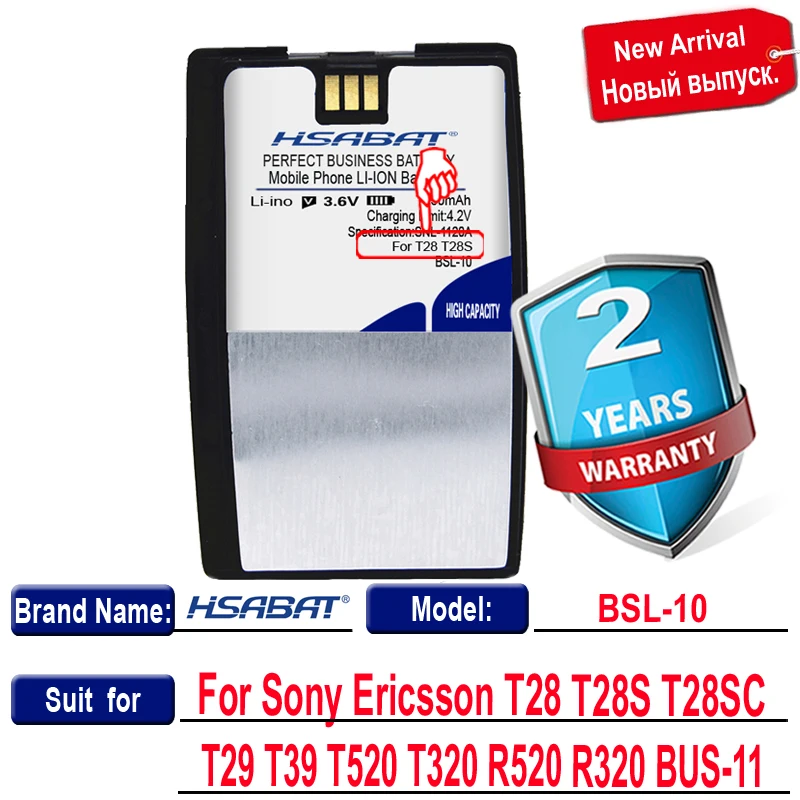 New Arrival [ HSABAT ] 1700mAh BSL10 BSL-10 Battery for Sony Ericsson T28 T28S T28SC T29 T39 T520 T320 R520 R320 BUS-11