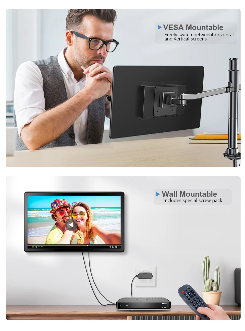 Imagem -05 - Monitor Portátil com Tela Sensível ao Toque Superfect 15.6 Hdr 1080p Ips Raspberry pi Vesa Hdmi Vga Dvi Entrada Industrial 2000:1 Relação de Contraste para Caixa de tv Portátil pc Dvd Cctv Microscópio Industrial