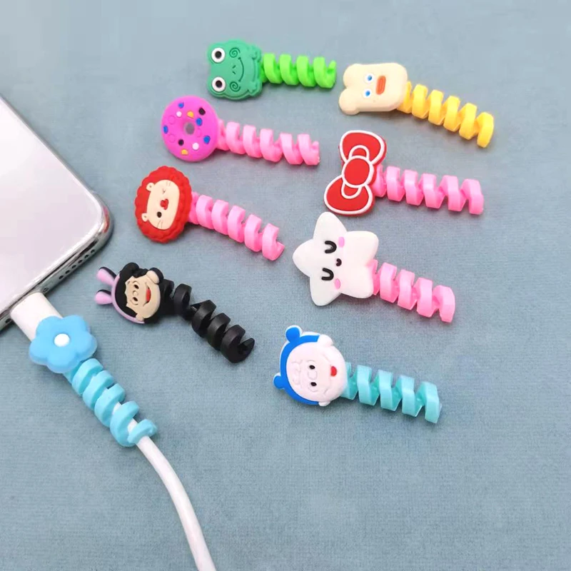 Cartoon Cable Protector For iPhones Android Winder Type-c USB Charging Cord Organizer Headphone Earphone Data Line Protect