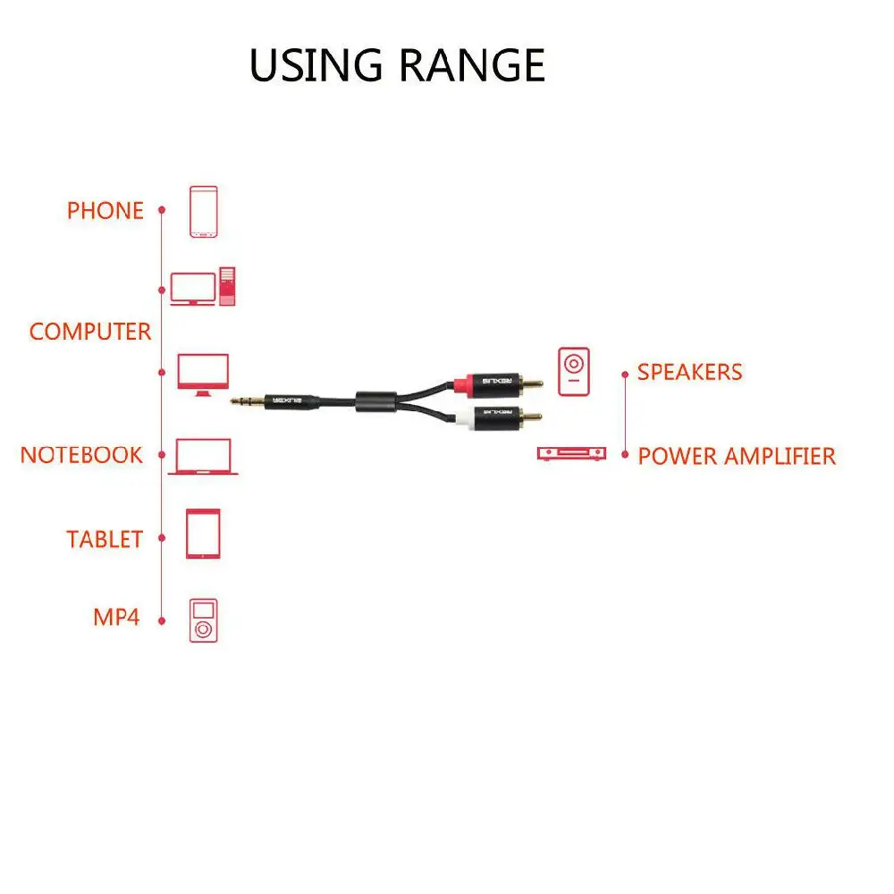 Rca Kabel 2RCA 3.5 Audio Kabel 3.5Mm Jack Rca Aux Kabel 1M 1.8M 3M Voor telefoon Edifer Home Theater Dvd 2RCA Audio Kabel