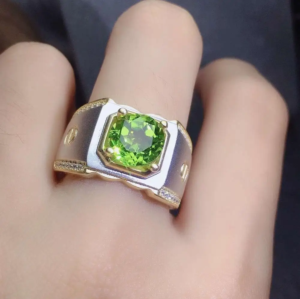 Natural And Real Peridot ring Men ring gem Natural peridot ring 925 sterling silver Wholesale Fine jewelry Gemstone