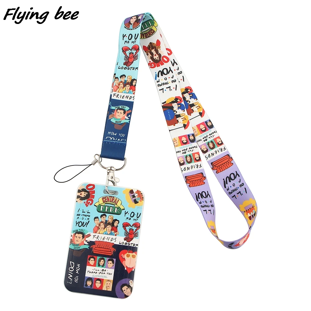 Брелок Flyingbee для ТВ-шоу «Дружба», держатель для карт, удостоверения личности, автомобильный брелок, пропуск для удостоверения личности, бейдж для телефона в тренажерном зале, детский держатель для ключей, ювелирные изделия X1444