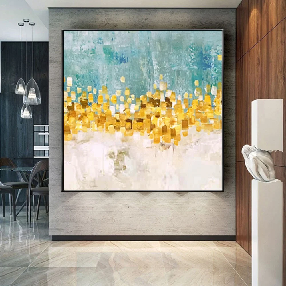 

Large Size Modern Abstract Poster Home Salon Mural 100% Handmade Oil Painting On Canvas Gold Foil Picture For Living Room Decor